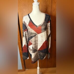 NWOT Women’s Casual Long Sleeve Dress Shirt Lightweight Size 2xl Wine V Neck